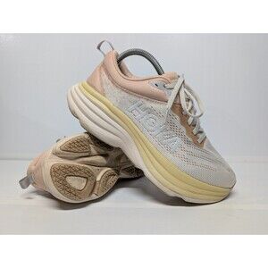 HOKA BONDI 8 Womens 8D Shifting Sand Eggnog 1123202 SSEG Tan Cream Shoe Sneaker